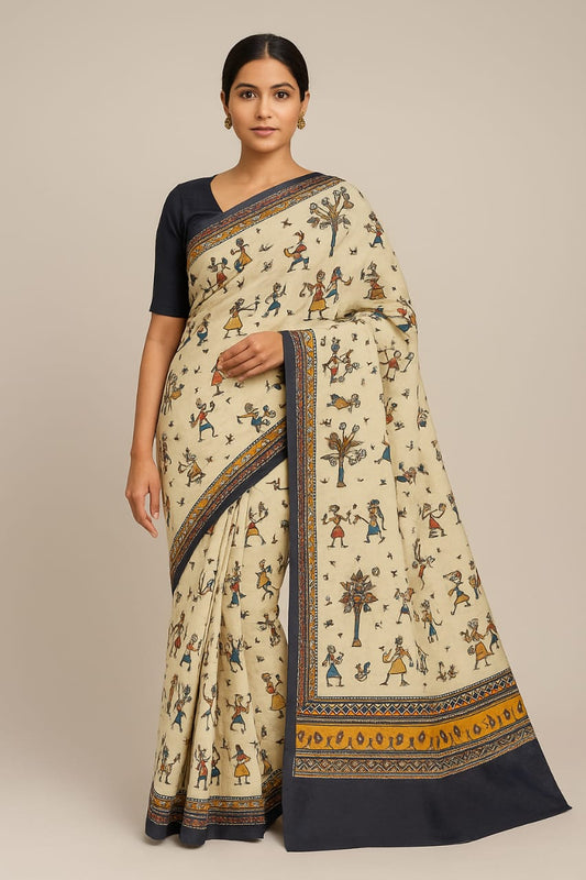 House of Sisuu Tribal Tales Handloom Cotton Saree