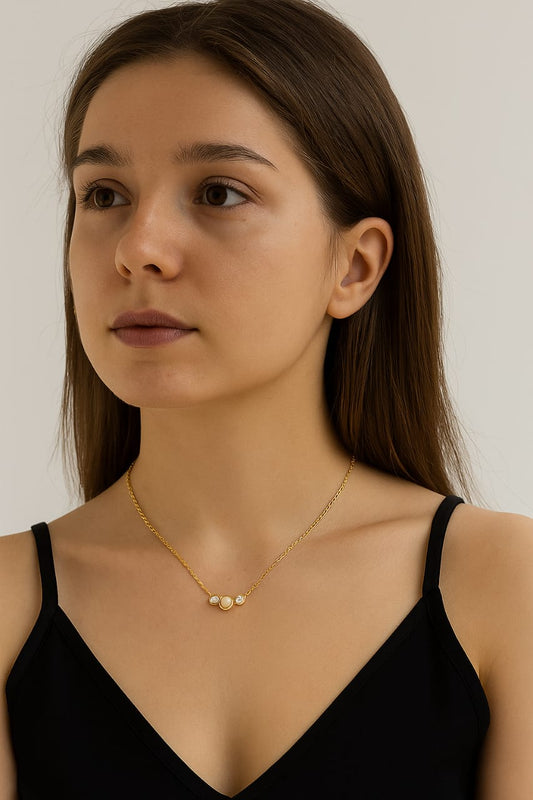 House of Sisuu Gold Plated Triple Pearl Accent Necklace – Anti Tarnish
