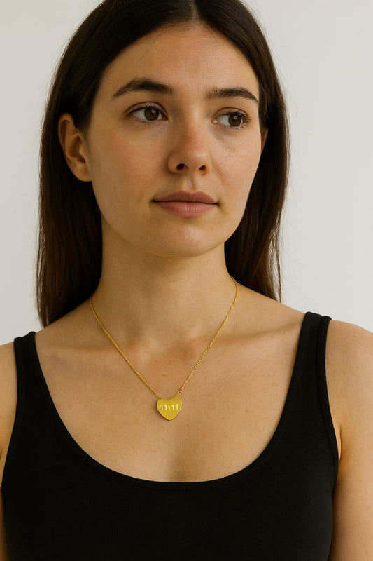 House of Sisuu Gold Plated “11:11” Heart Pendant Necklace – Anti Tarnish